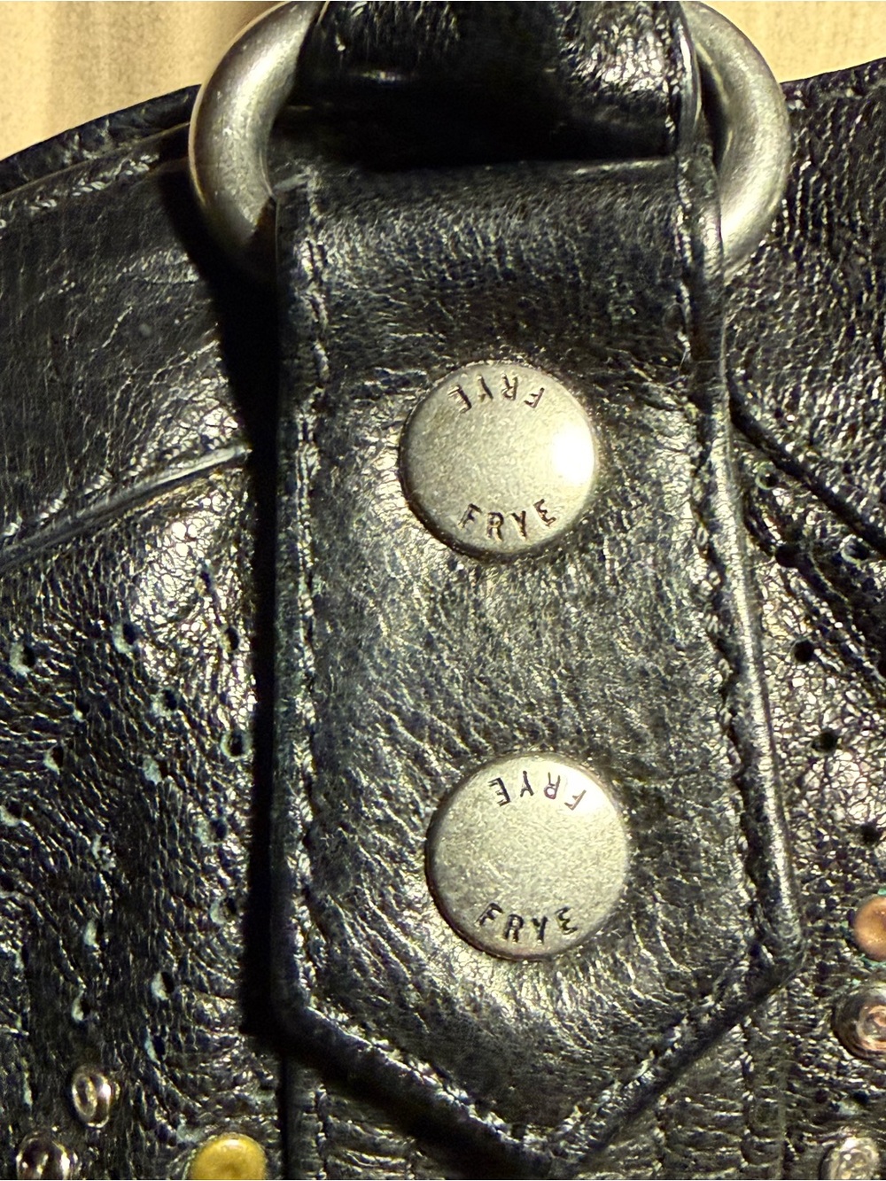 FRYE (rare!) Deborah Studded Black Leather Large Satchel - Picture 15 of 16